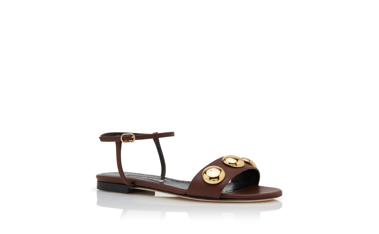 Designer Dark Brown Calf Leather Open Toe Sandals - Image Upsell