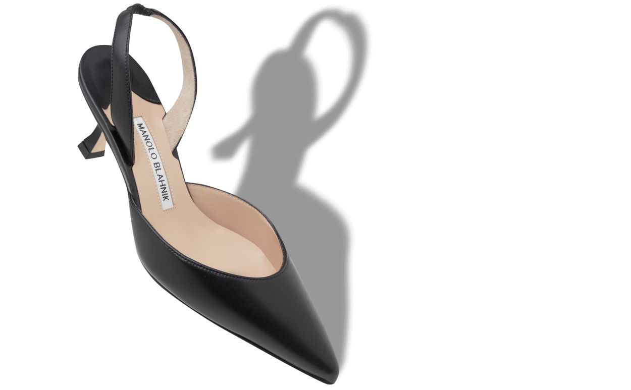 Designer Black Nappa Leather Slingback Pumps - Image small_image