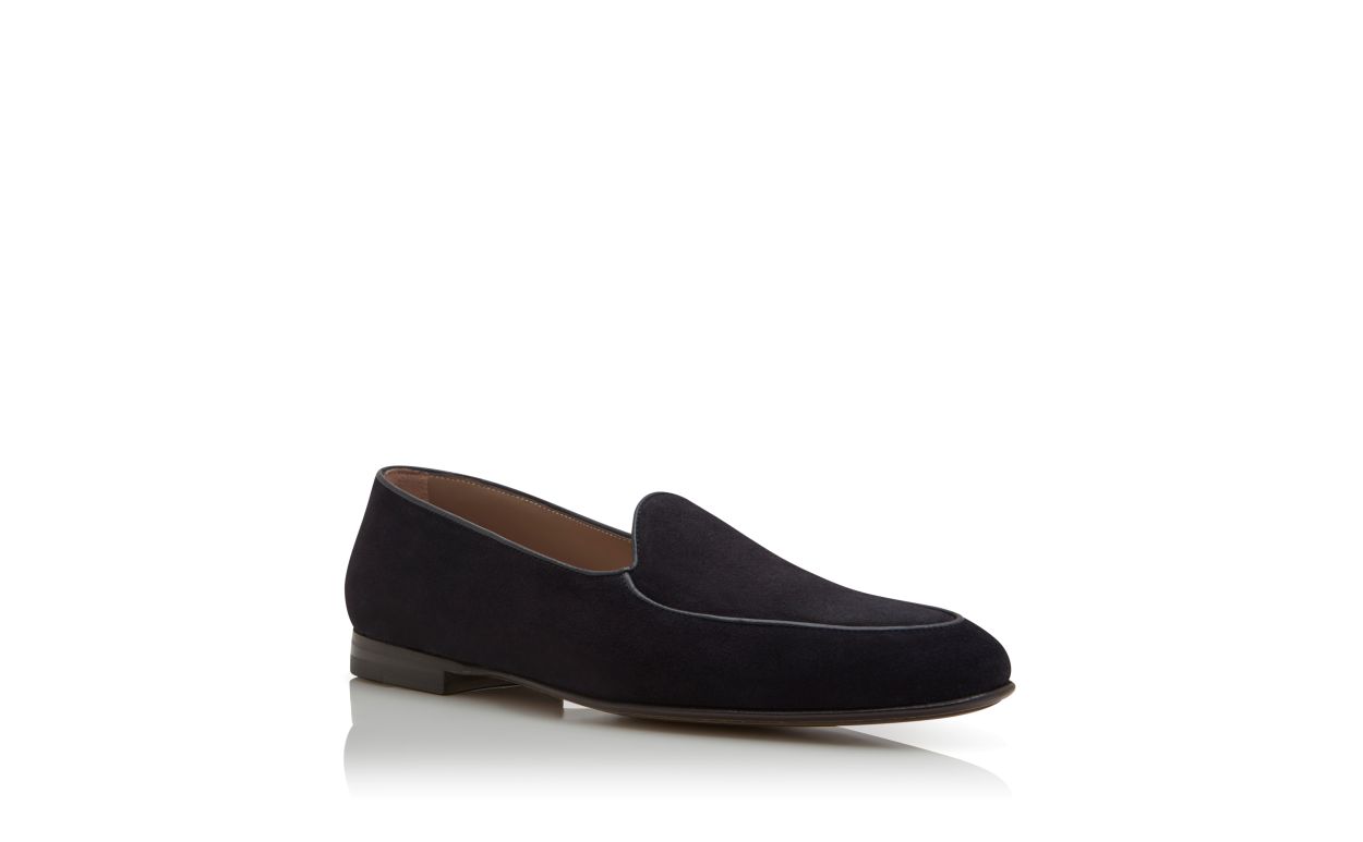 Designer Navy Blue Suede Loafers  - Image Upsell