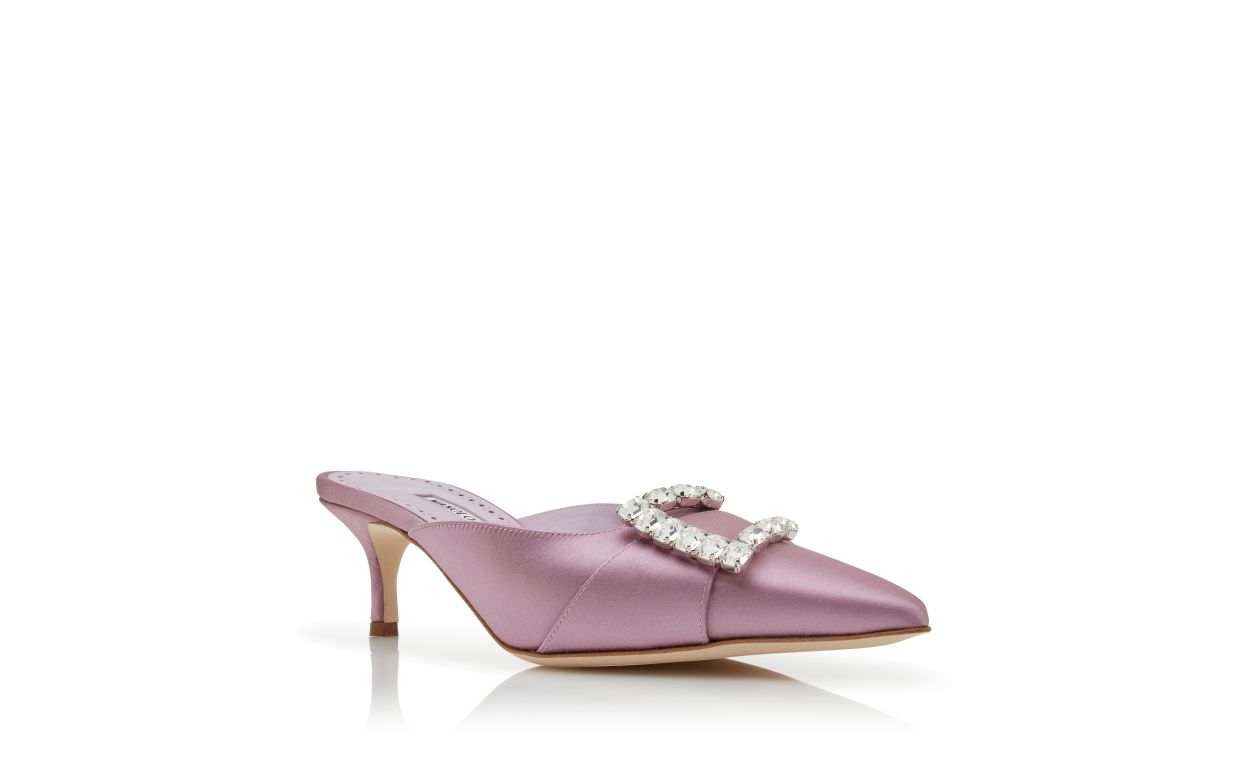 Designer Purple Satin Embellished Mules - Image Upsell