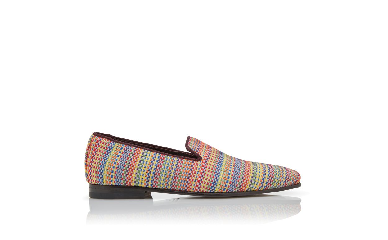 Designer Multicoloured Cotton Embroidered Loafers  - Image Side View