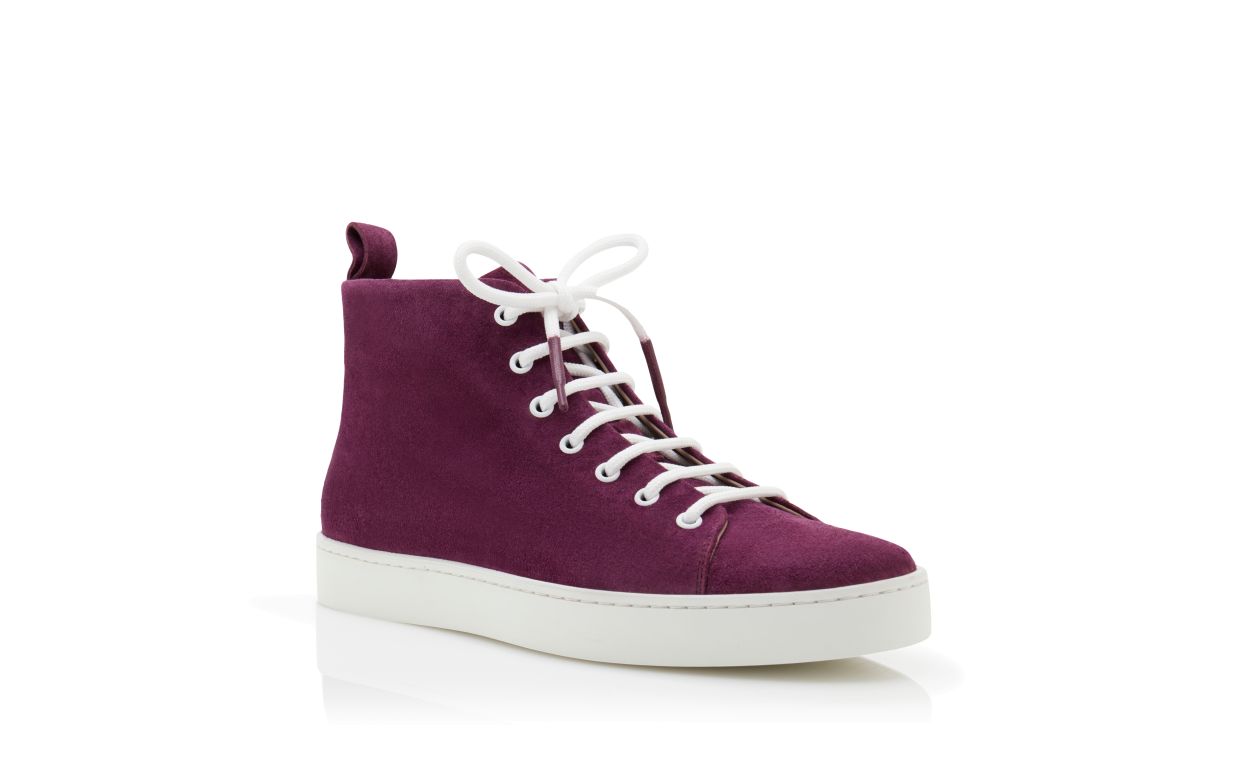 Designer Dark Purple Suede Lace-Up Sneakers - Image Upsell