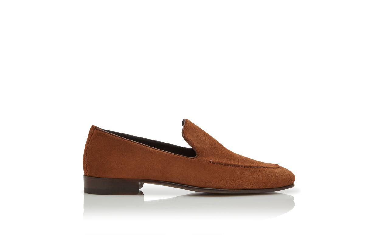 Designer Brown Suede Loafers  - Image Side View