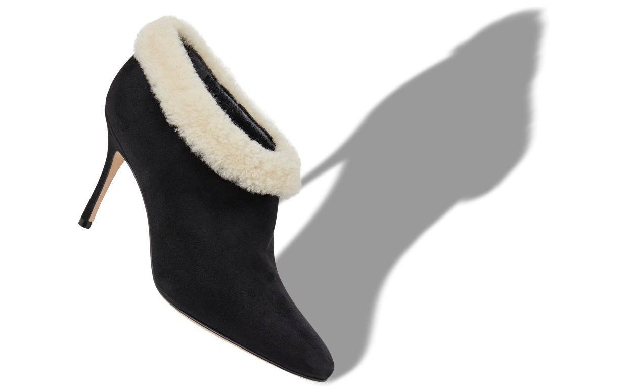 Designer Black and Cream Suede Ankle Boots - Image small_image