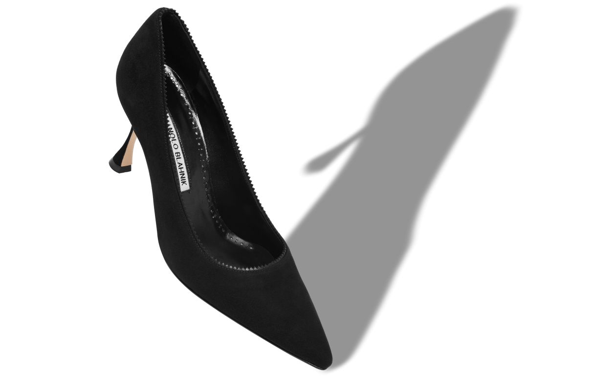 Designer Black Suede Pinking Detail Pumps - Image small_image