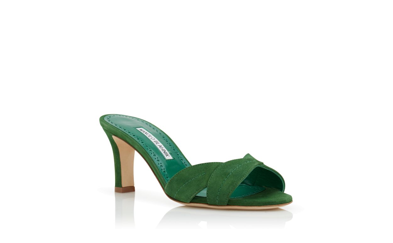 Designer Green Suede Open Toe Mules - Image Upsell