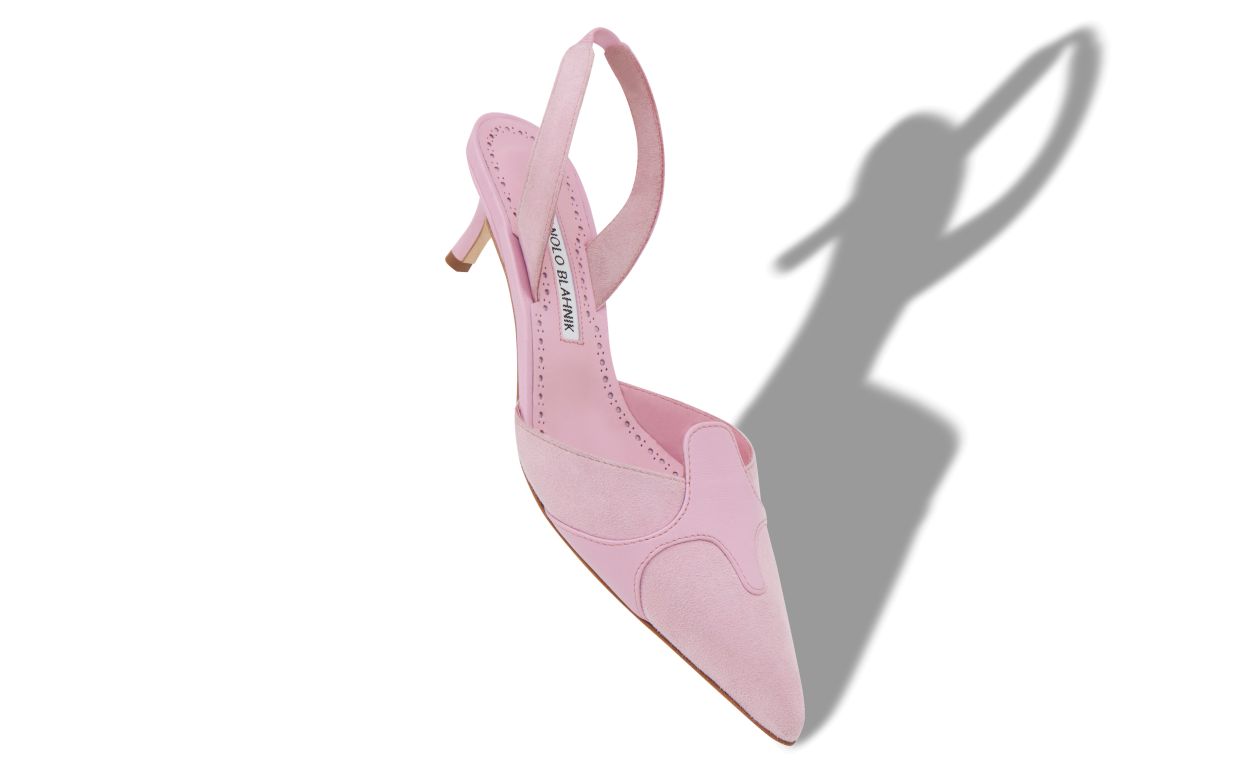 Designer Pink Suede Slingback Pumps - Image small_image