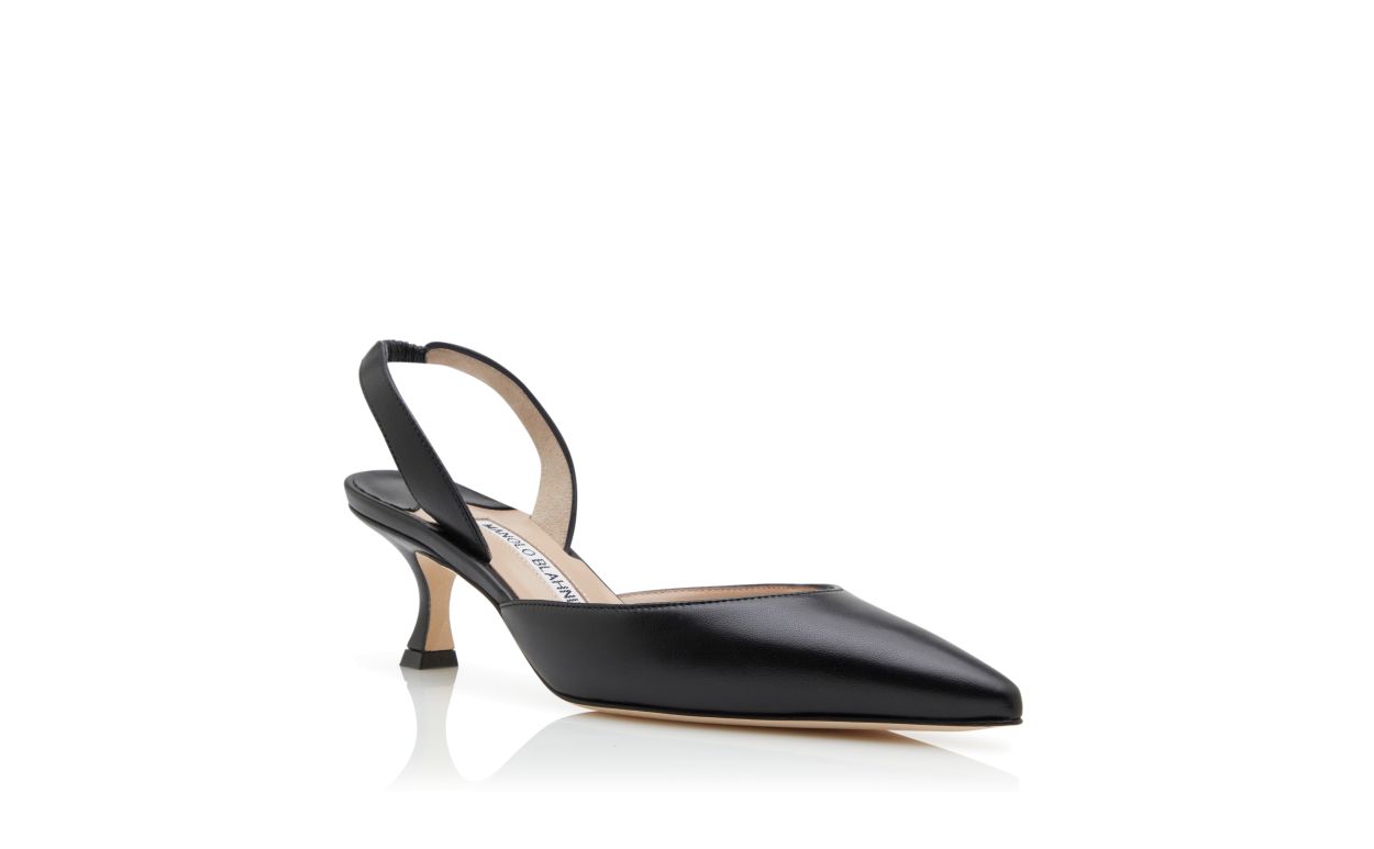 Designer Black Nappa Leather Slingback Pumps - Image Upsell