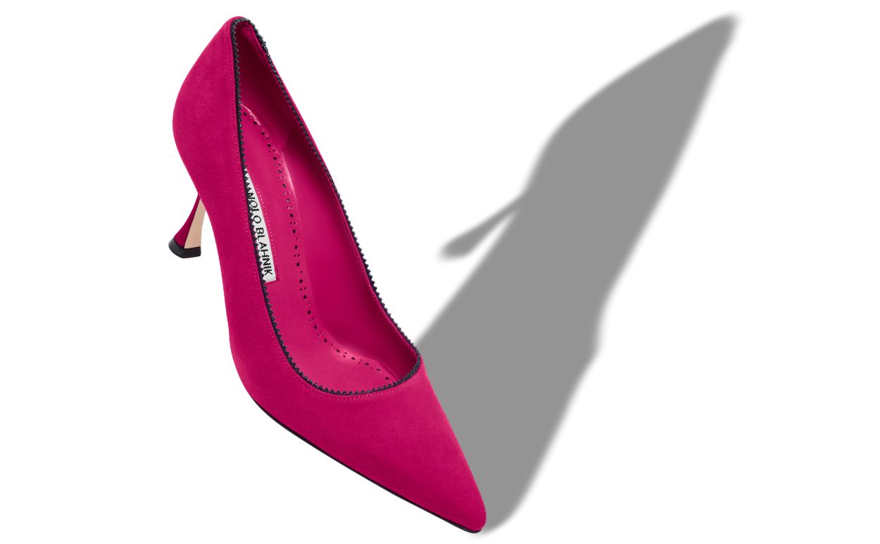 Designer Pink Suede Pinking Detail Pumps - Image small_image