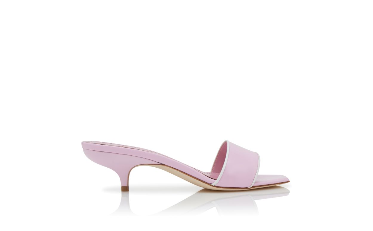 Designer Light Purple Patent Leather Open Toe Mules
 - Image Side View