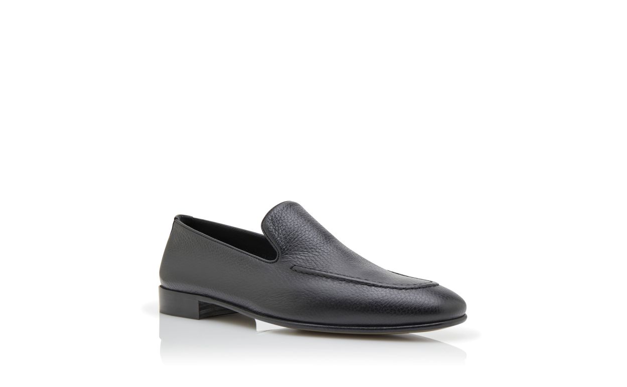 Designer Black Calf Leather Loafers  - Image Upsell