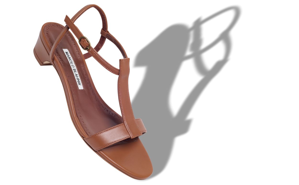 Designer Brown Calf Leather Slingback Sandals - Image small_image