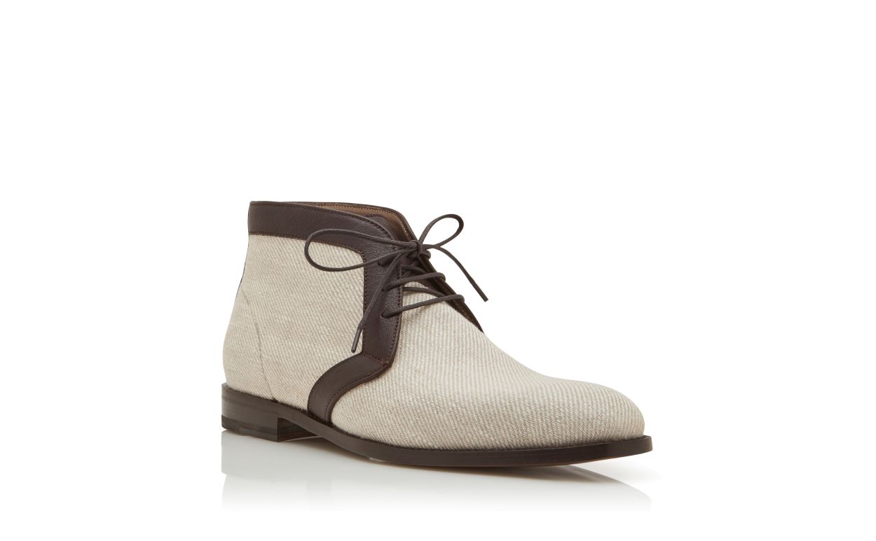 Designer Cream Linen Ankle Boots - Image Upsell