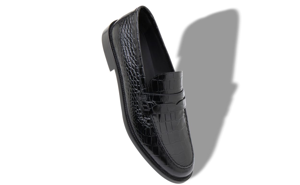 Designer Black Calf Leather Penny Loafers  - Image small_image