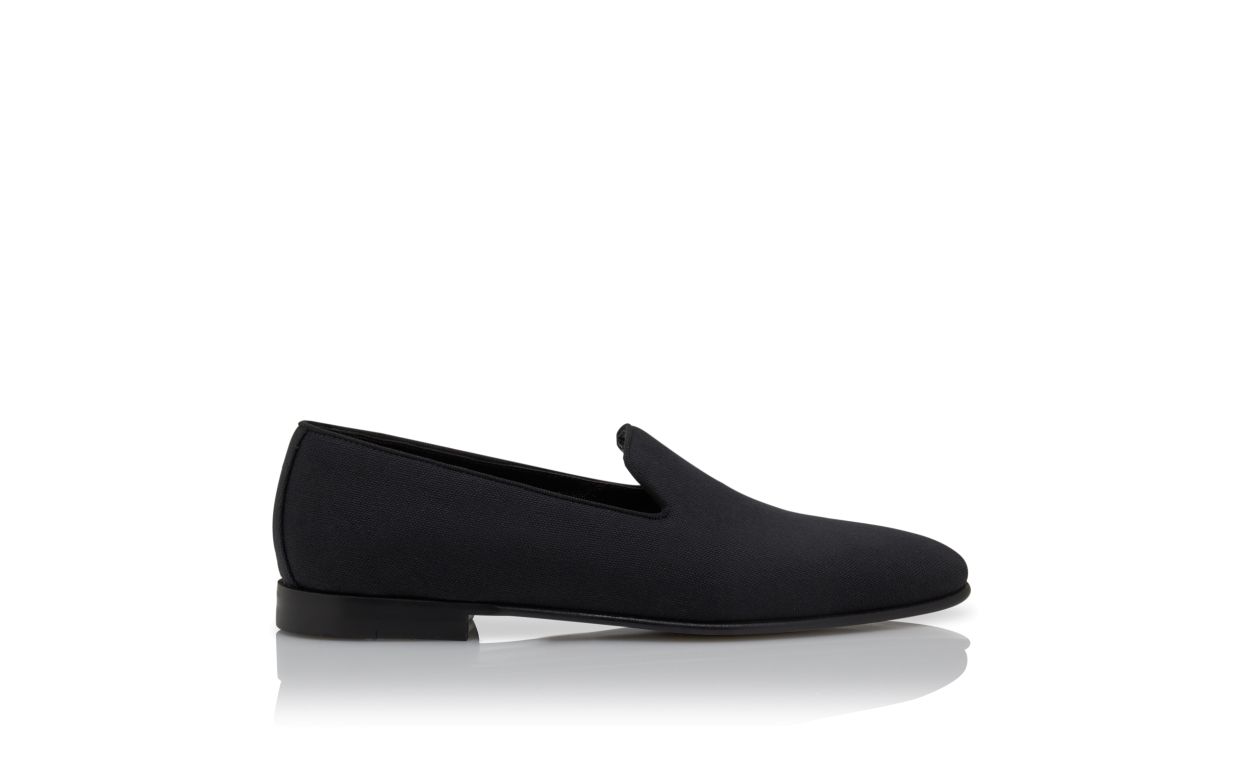 Designer Black Cotton Loafers - Image Side View