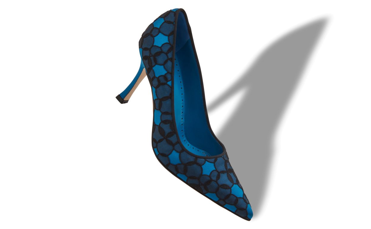 Designer Blue Satin Pumps  - Image small_image