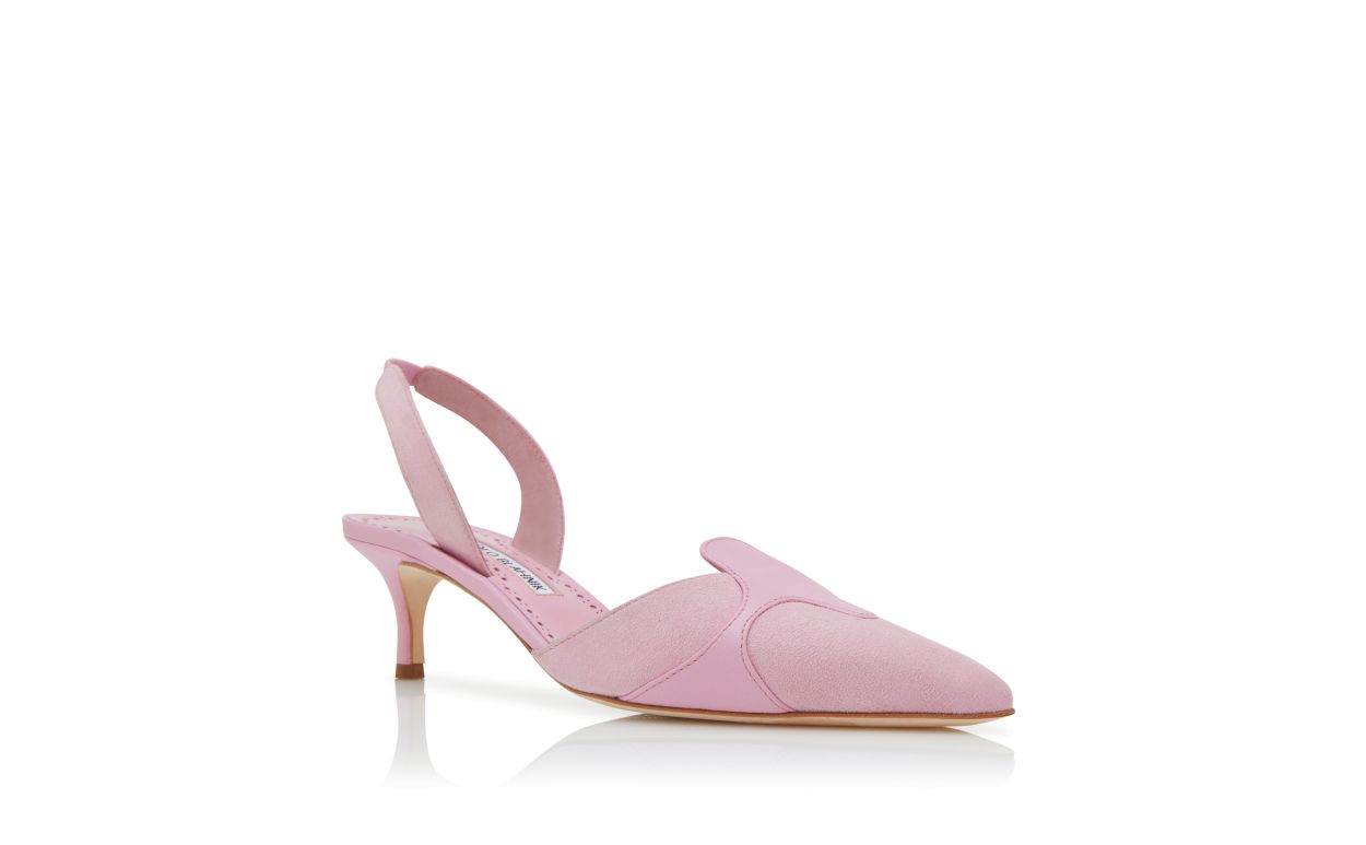 Designer Pink Suede Slingback Pumps - Image Upsell