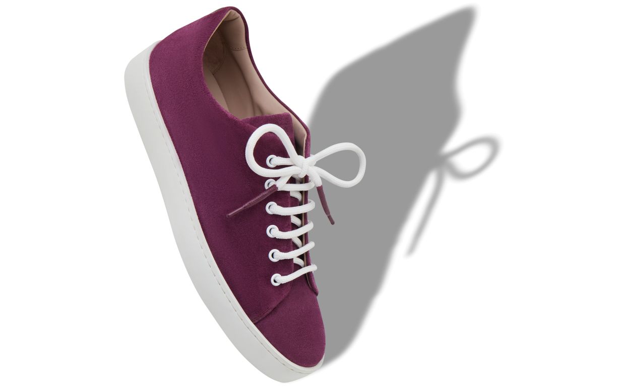 Designer Purple Suede Lace-Up Sneakers - Image small_image