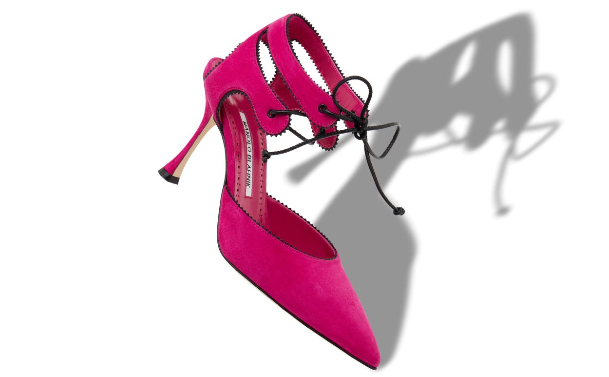 Designer Pink Suede Pinking Detail Pumps - Image small_image