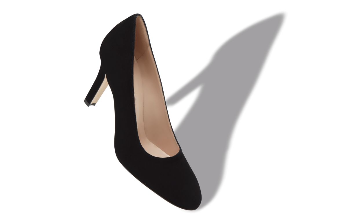 Black suede shop pumps round toe