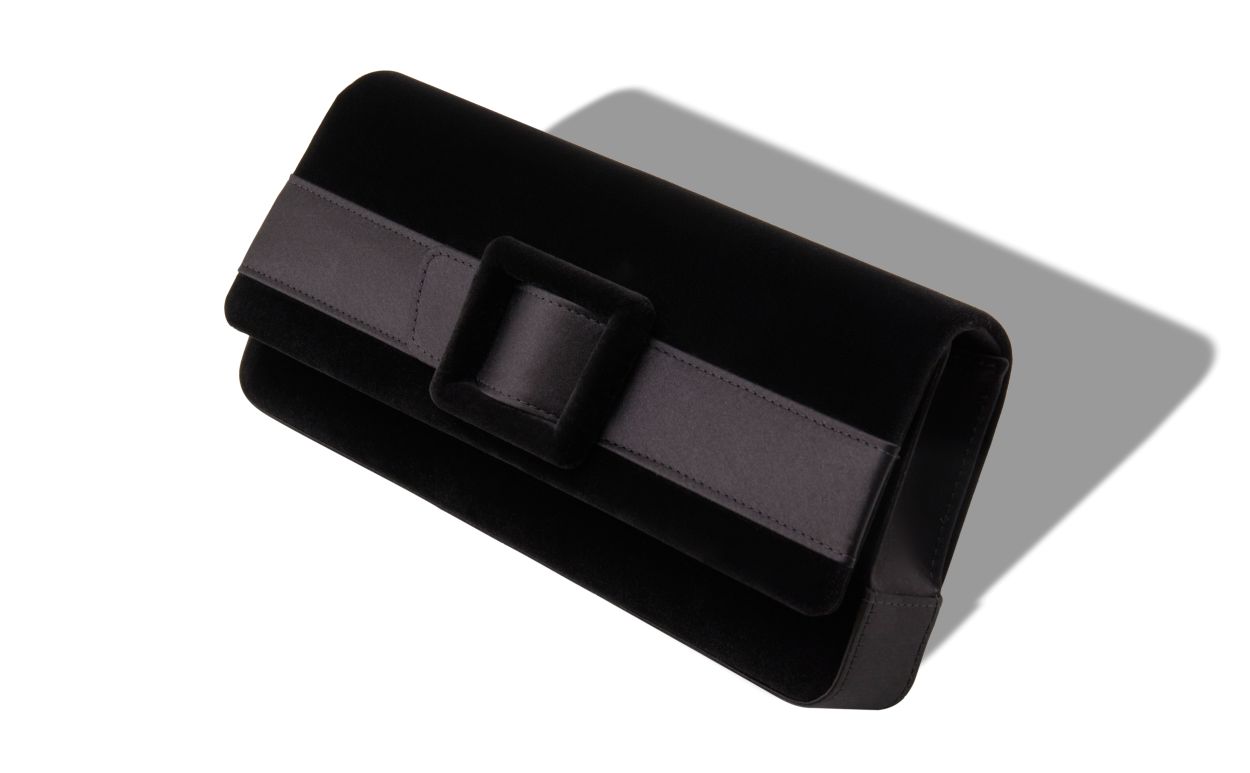 Designer Black Velvet Buckle Clutch - Image small_image