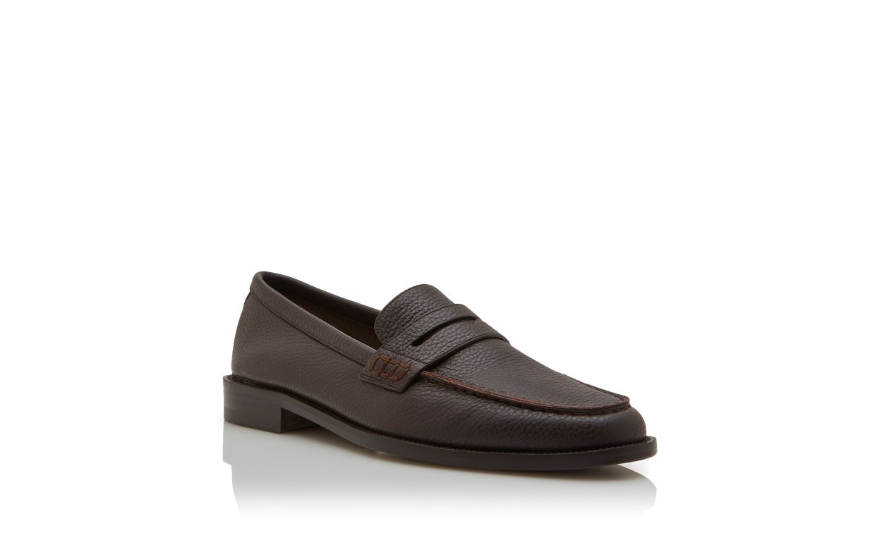 Designer Dark Brown Calf Leather Penny Loafers - Image Upsell