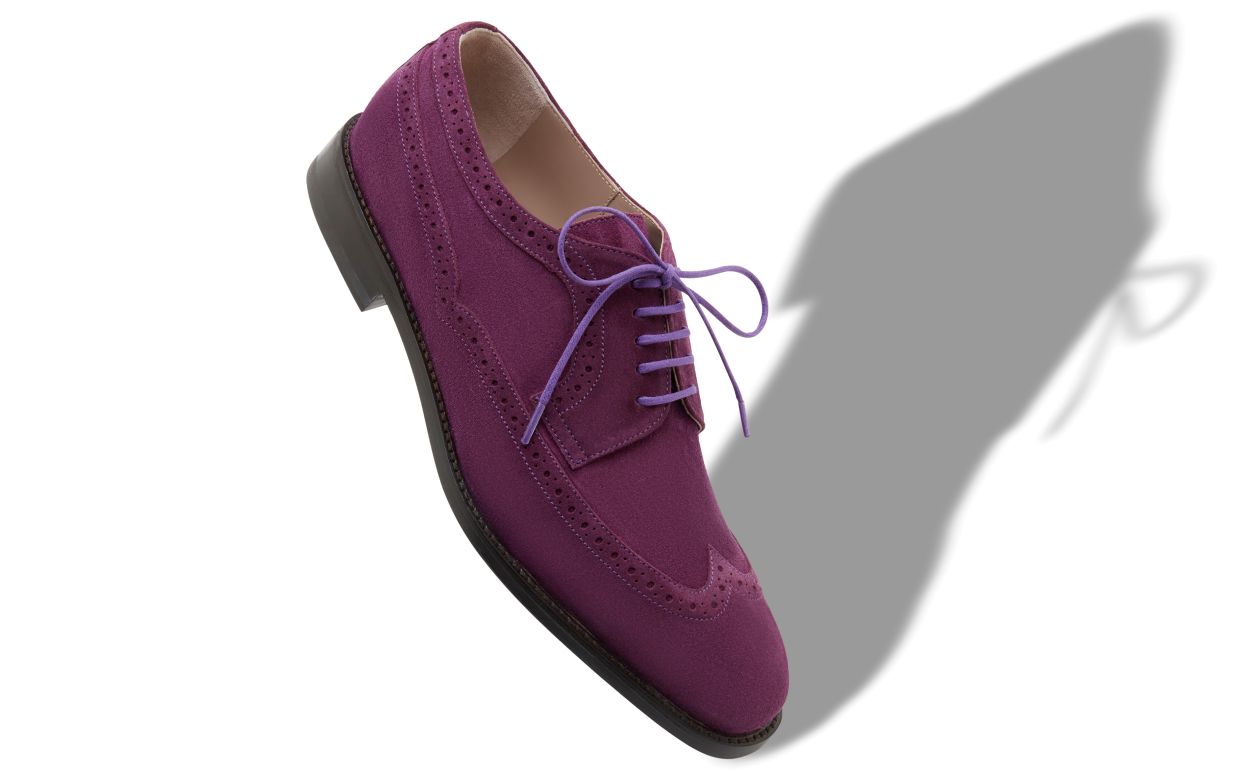 Designer Dark Purple Suede Lace-Up Oxfords - Image small_image