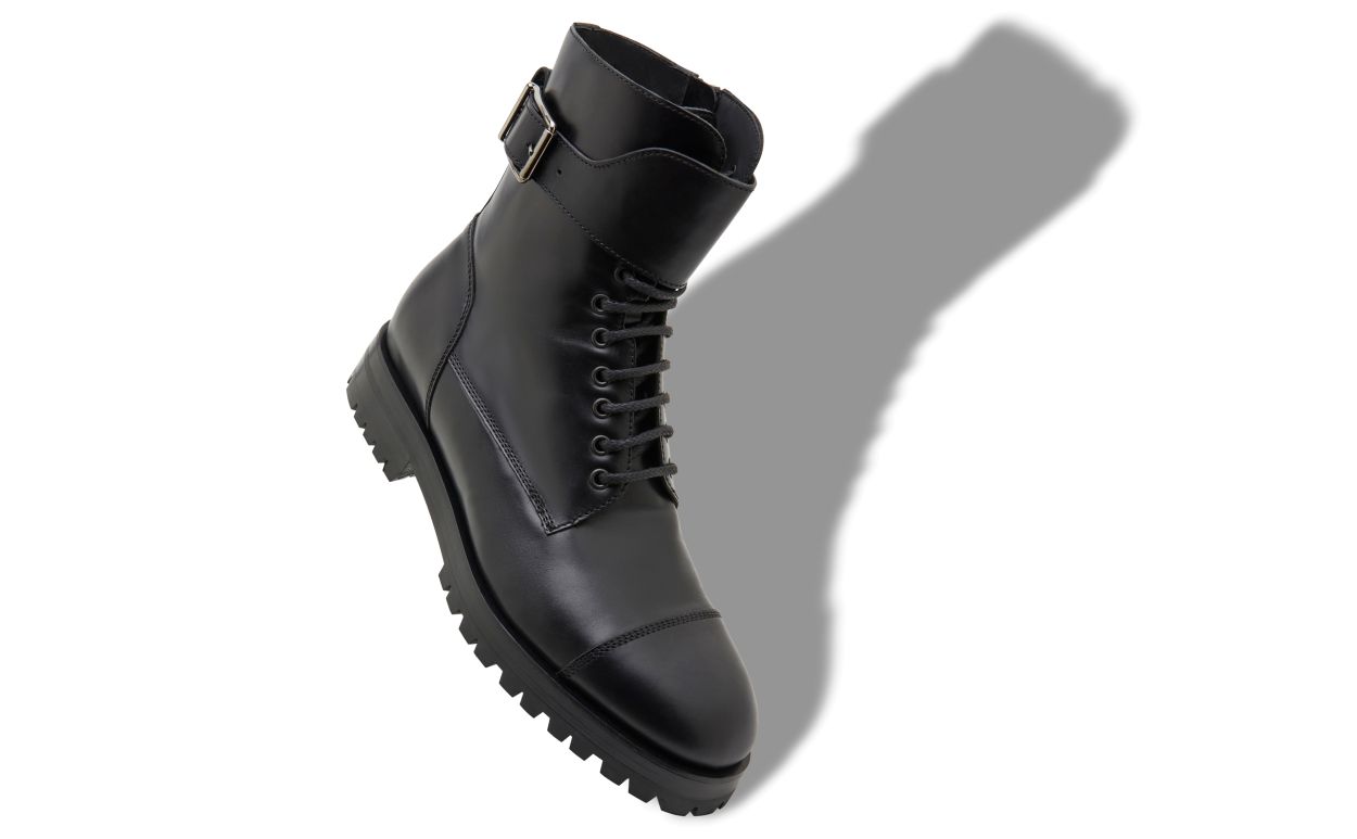 Designer Black Calf Leather Ankle Boots - Image small_image