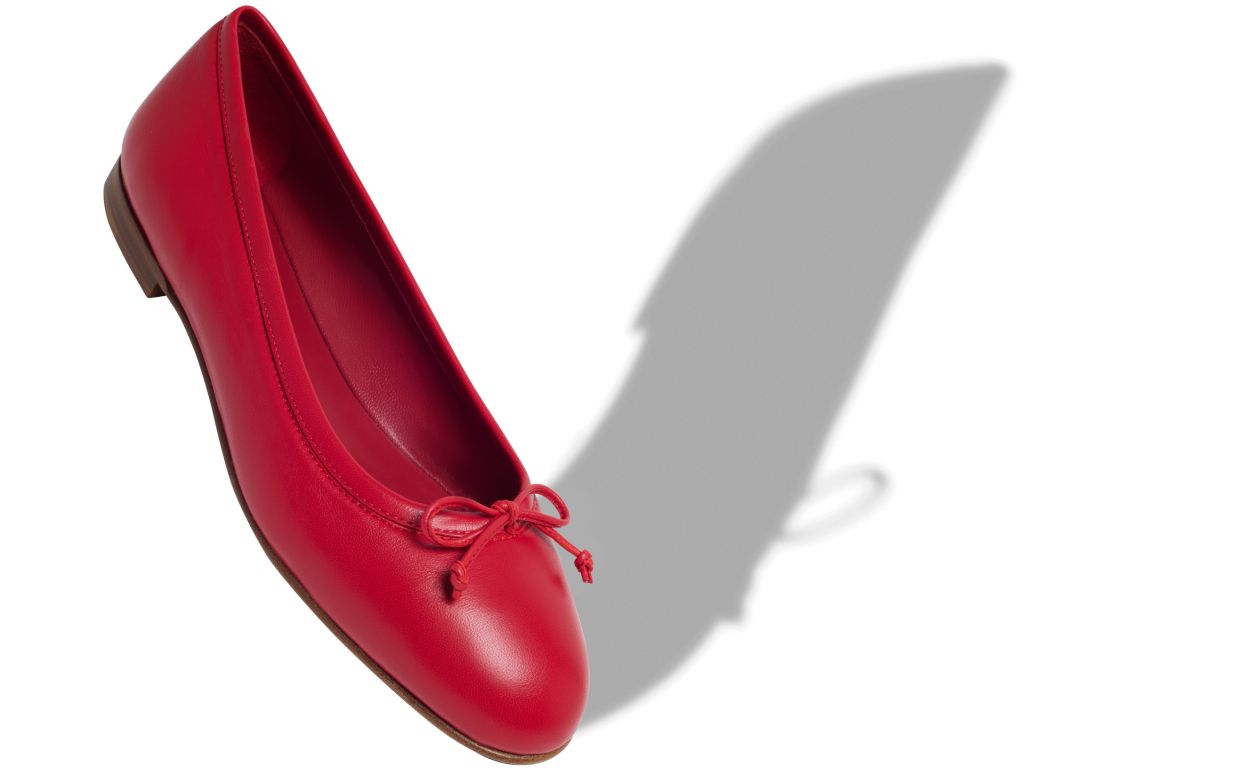 Designer Red Nappa Leather Ballerina Flats  - Image small_image