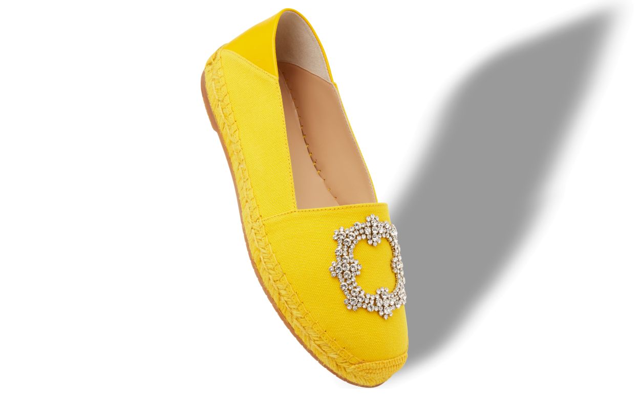 Designer Yellow Cotton Espadrilles  - Image small_image