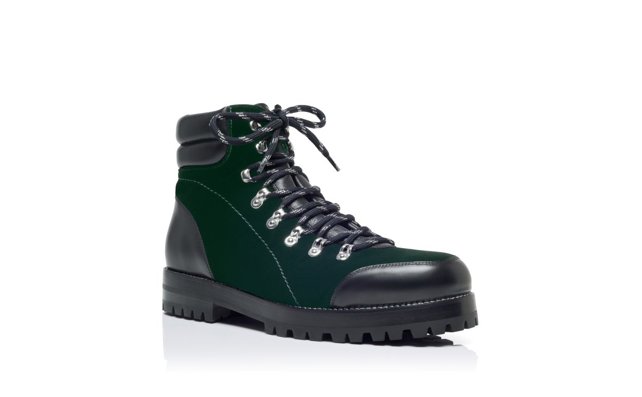 Designer Dark Green Velvet Ankle Boots - Image Upsell