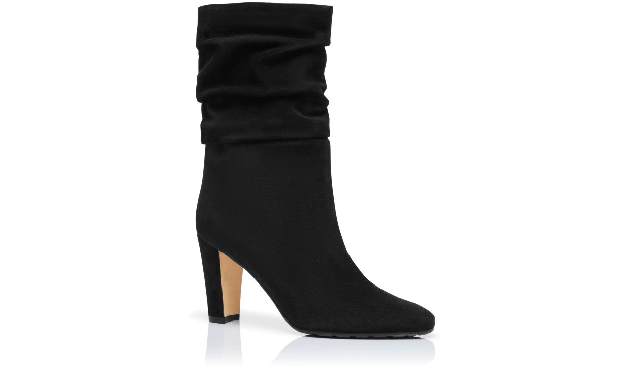 Designer Black Suede Knee High Boots - Image Upsell