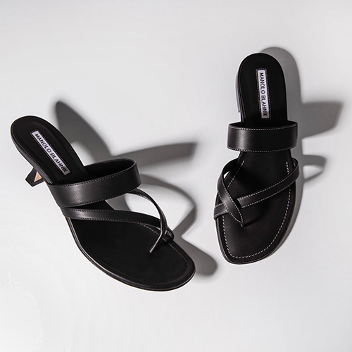 Image of two women's black sandals.