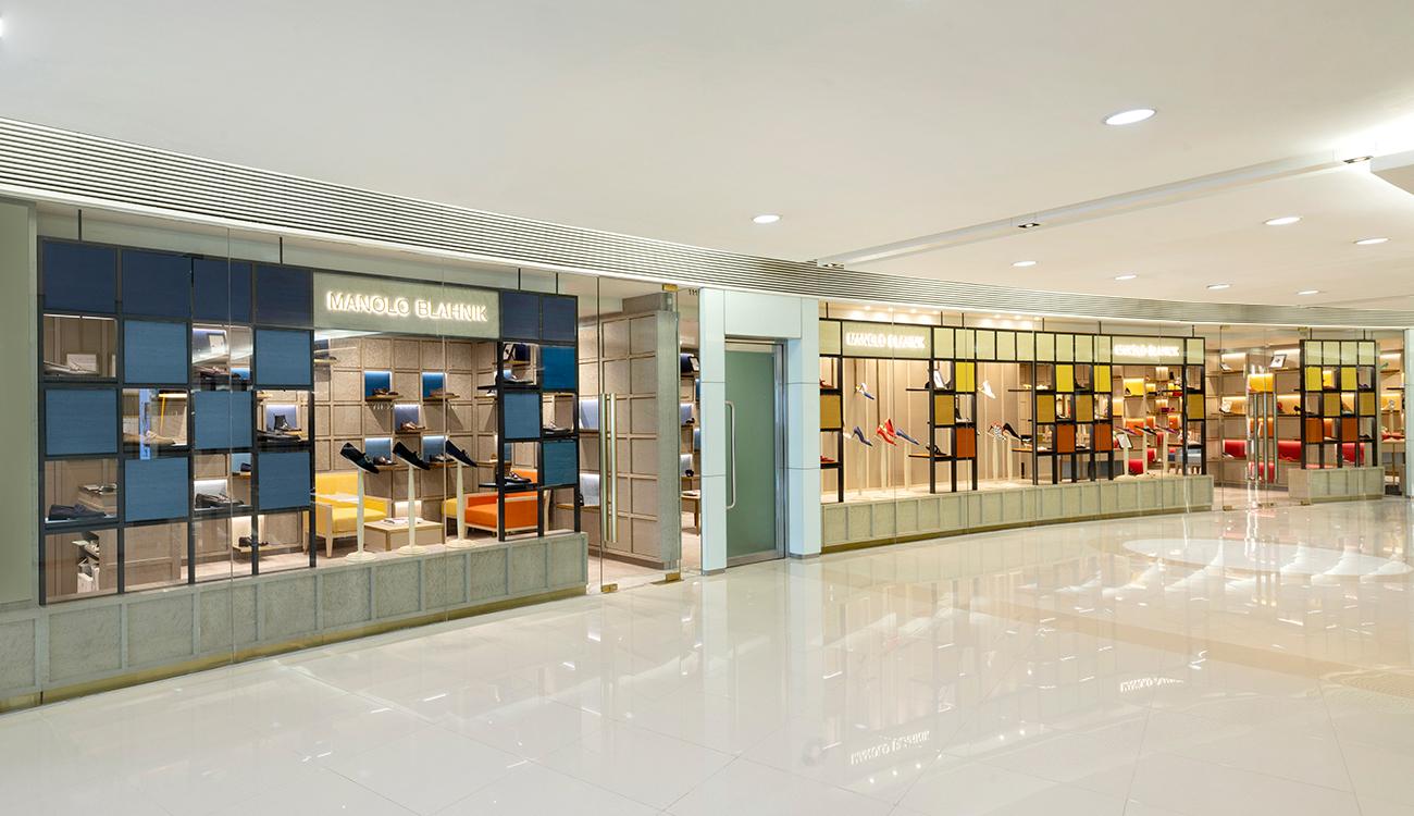 The front of the Manolo Blahnik stores in Ocean Centre, one for men's and the other women's. 